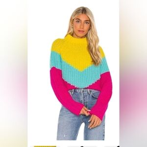 Essentiel Antwerp Rainbow Wavinci Sweater Wool Blend Italy StyleY2K Pinkyellowbl